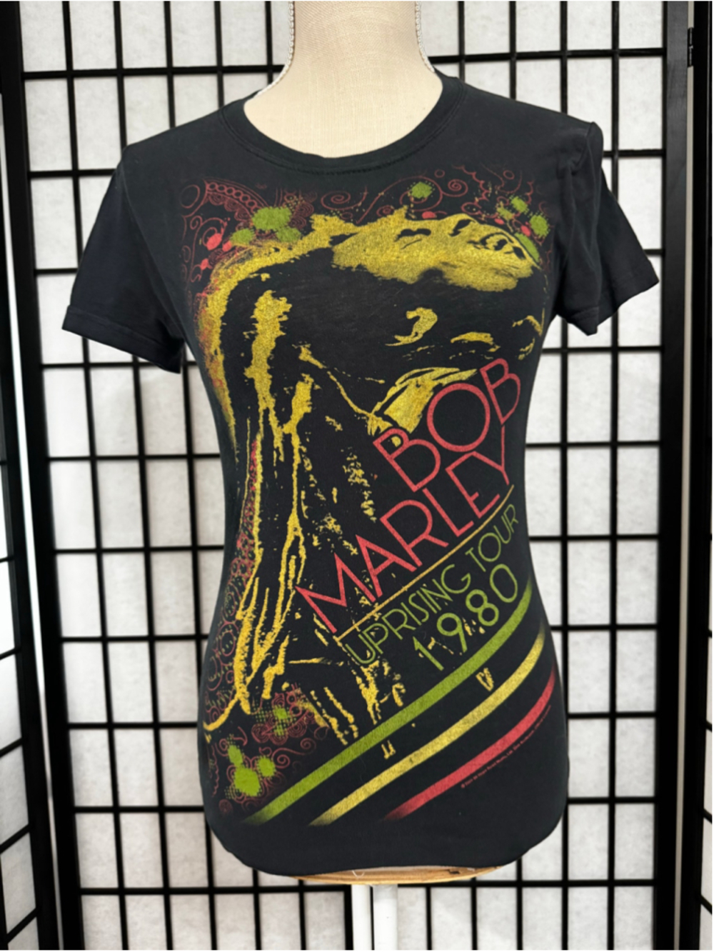 Women's Zion Bob Marley Uprising Tour 1980 T-Shirt Black, Size S